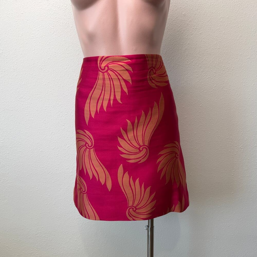Dries Van Noten Fuchsia Peach Shell Silk Skirt US 12